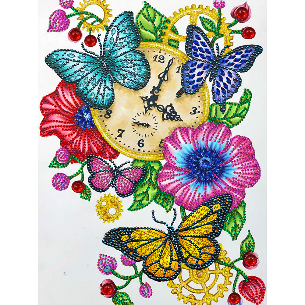 Flower Butterfly Key Pendant - Special Shaped Drill Diamond Painting 30*40CM