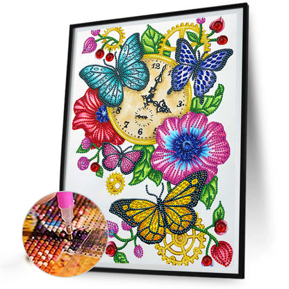 Flower Butterfly Key Pendant - Special Shaped Drill Diamond Painting 30*40CM