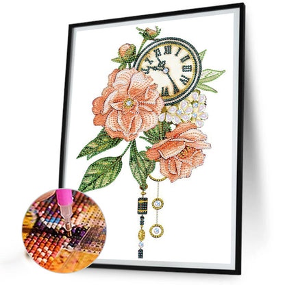 Flower Butterfly Key Pendant - Special Shaped Drill Diamond Painting 30*40CM