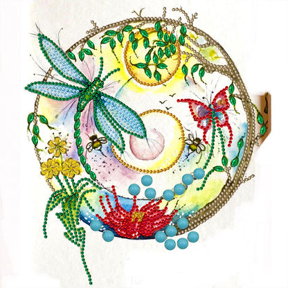 Dragonfly Flower Clock - Special Shaped Drill Diamond Painting 30*30CM