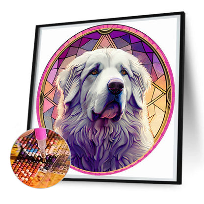 Round Plate Glass Painting Puppy - Full Round Drill Diamond Painting 30*30CM