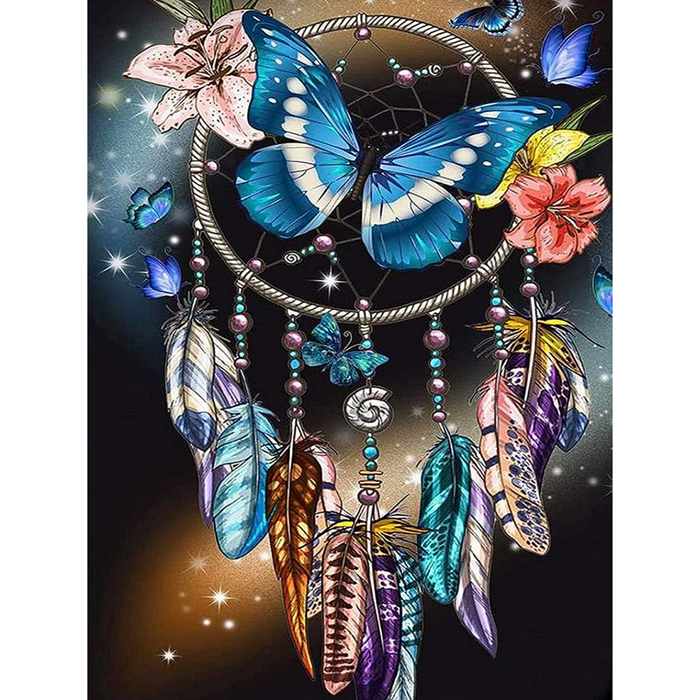 Butterfly Dream Catcher - Full Round Drill Diamond Painting 30*40CM