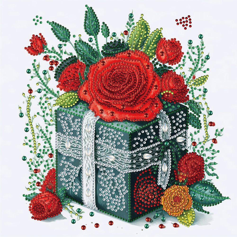 Dark Green Gift Box - Special Shaped Drill Diamond Painting 30*30CM