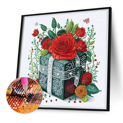 Dark Green Gift Box - Special Shaped Drill Diamond Painting 30*30CM