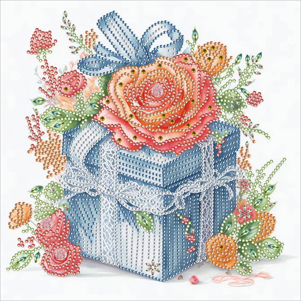 Light Blue Gift Box - Special Shaped Drill Diamond Painting 30*30CM