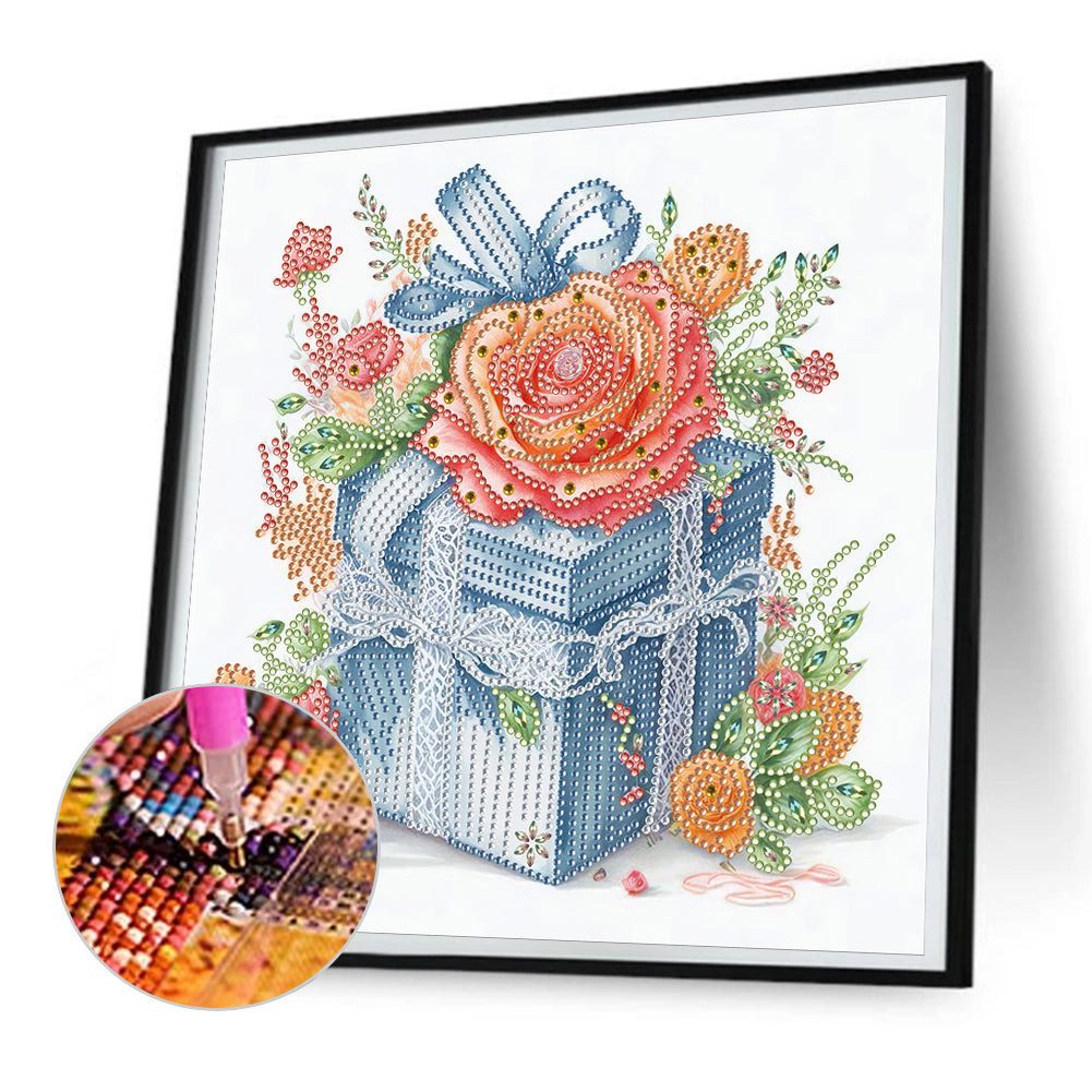 Light Blue Gift Box - Special Shaped Drill Diamond Painting 30*30CM