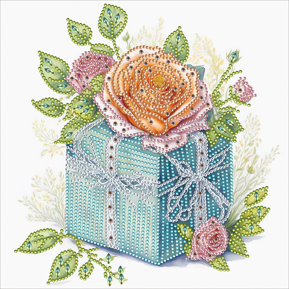 Light Blue And Green Gift Box - Special Shaped Drill Diamond Painting 30*30CM