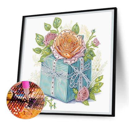 Light Blue And Green Gift Box - Special Shaped Drill Diamond Painting 30*30CM