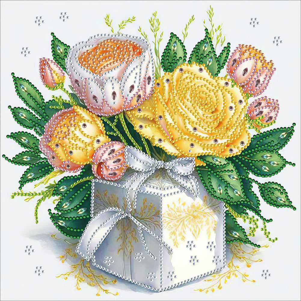 Yellow And White Gift Box - Special Shaped Drill Diamond Painting 30*30CM