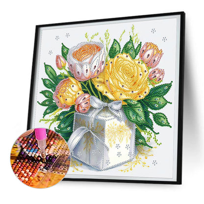 Yellow And White Gift Box - Special Shaped Drill Diamond Painting 30*30CM