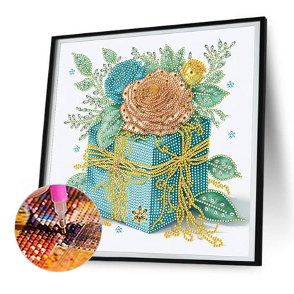 Blue And Green Gift Box - Special Shaped Drill Diamond Painting 30*30CM