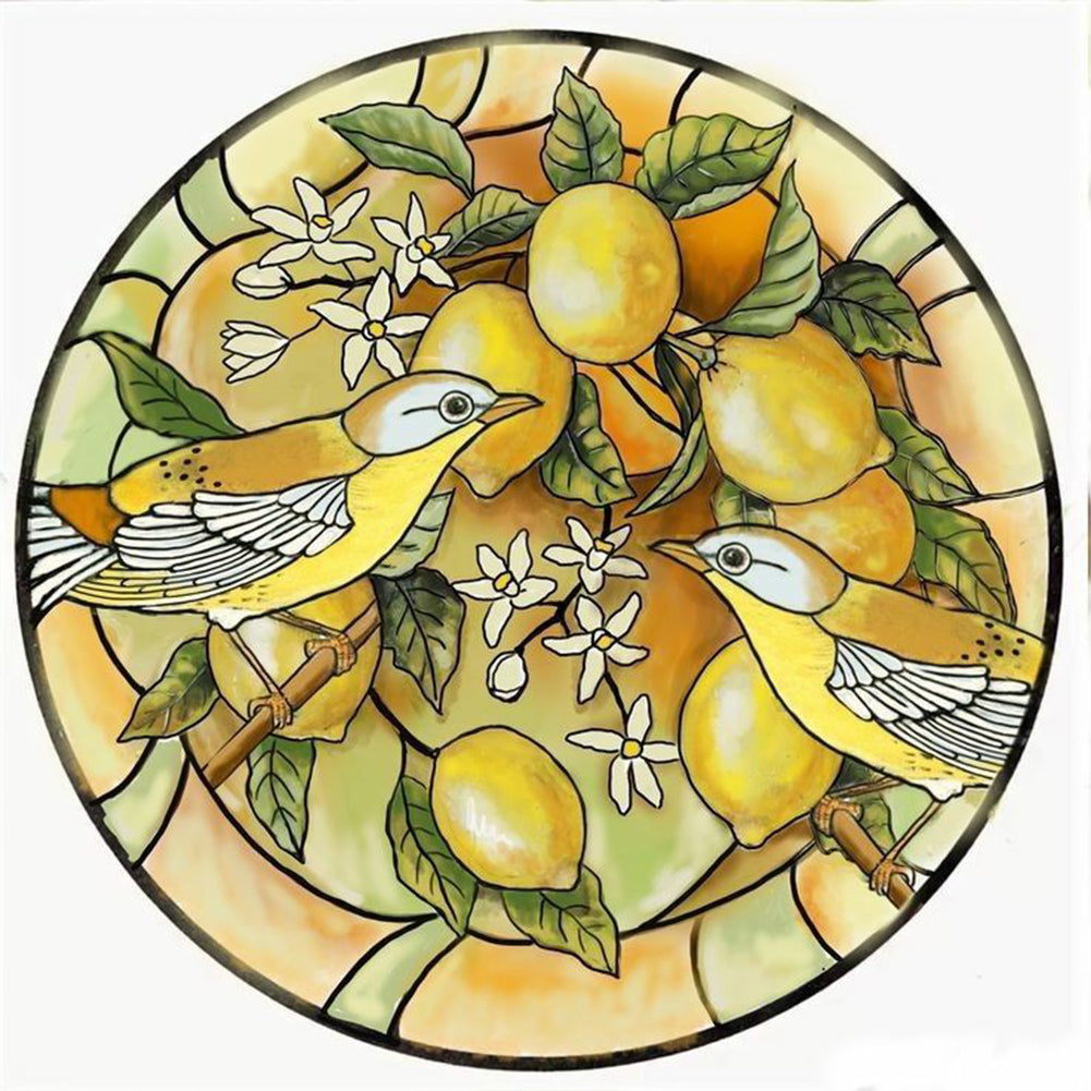 Bird On Lemon Branch - Full Round Drill Diamond Painting 30*30CM