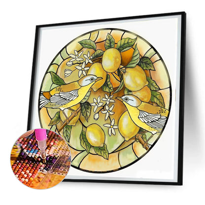 Bird On Lemon Branch - Full Round Drill Diamond Painting 30*30CM