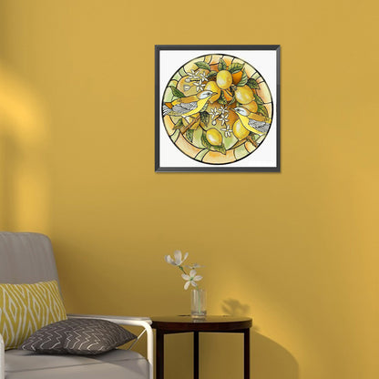 Bird On Lemon Branch - Full Round Drill Diamond Painting 30*30CM