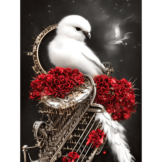 Black And White Crow - Full Round Drill Diamond Painting 30*40CM