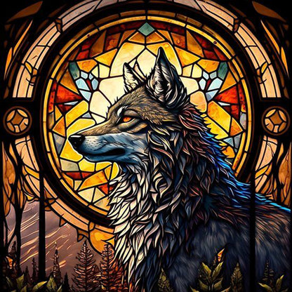 Wolf Glass Painting - Full Round Drill Diamond Painting 30*30CM