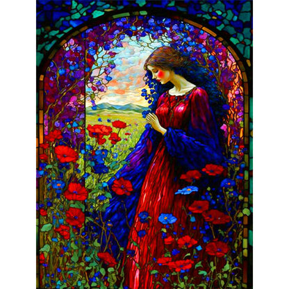 Red Girl - Full Round Drill Diamond Painting 30*40CM