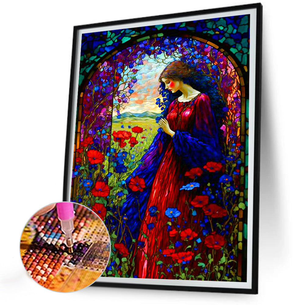 Red Girl - Full Round Drill Diamond Painting 30*40CM