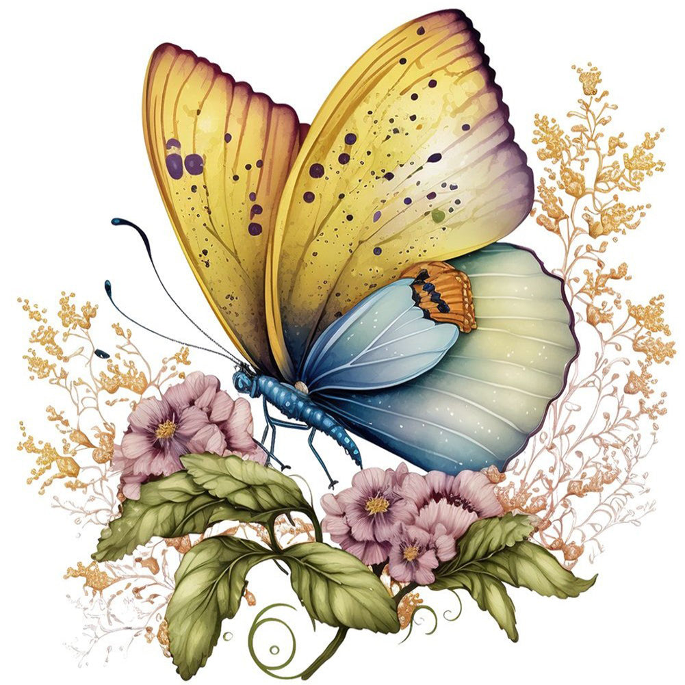 Flowers And Butterflies - Full Round Drill Diamond Painting 30*30CM