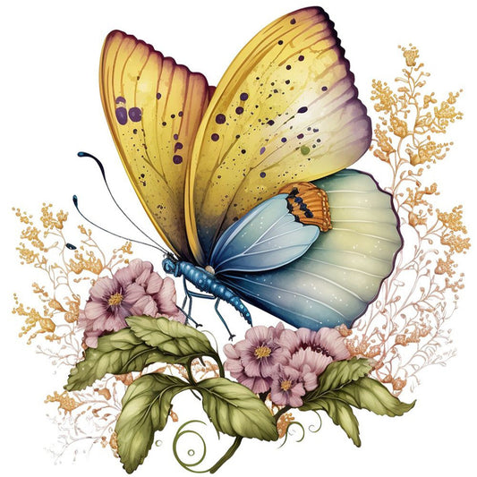 Flowers And Butterflies - Full Round Drill Diamond Painting 30*30CM