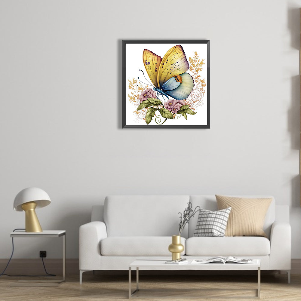 Flowers And Butterflies - Full Round Drill Diamond Painting 30*30CM
