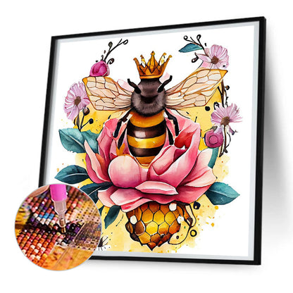 Flower And Bee - Full Round Drill Diamond Painting 30*30CM