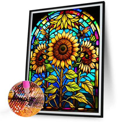 Three Sunflowers - Full Round Drill Diamond Painting 30*40CM