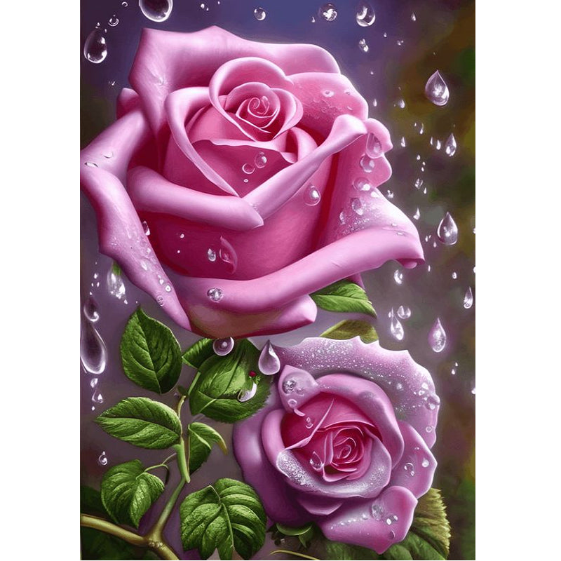 Pink Rose - Full Round Drill Diamond Painting 30*40CM