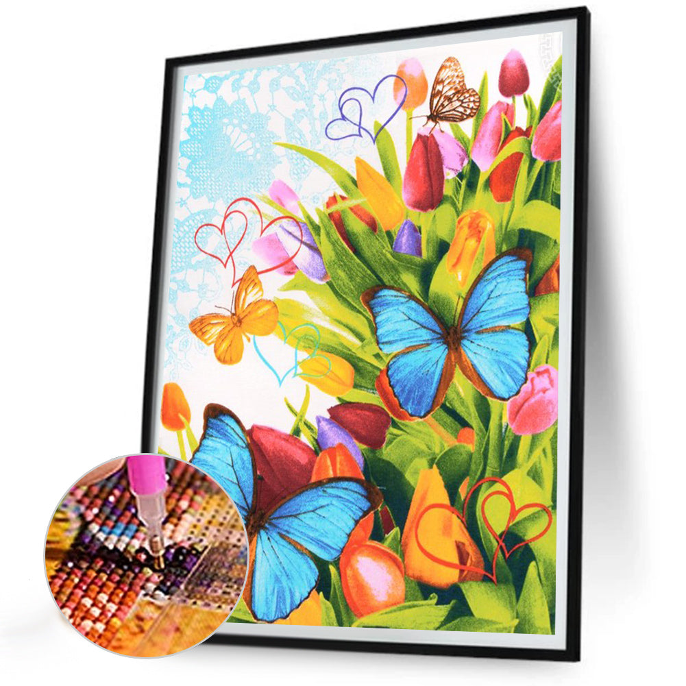 Garden Butterfly - Full Round Drill Diamond Painting 30*40CM