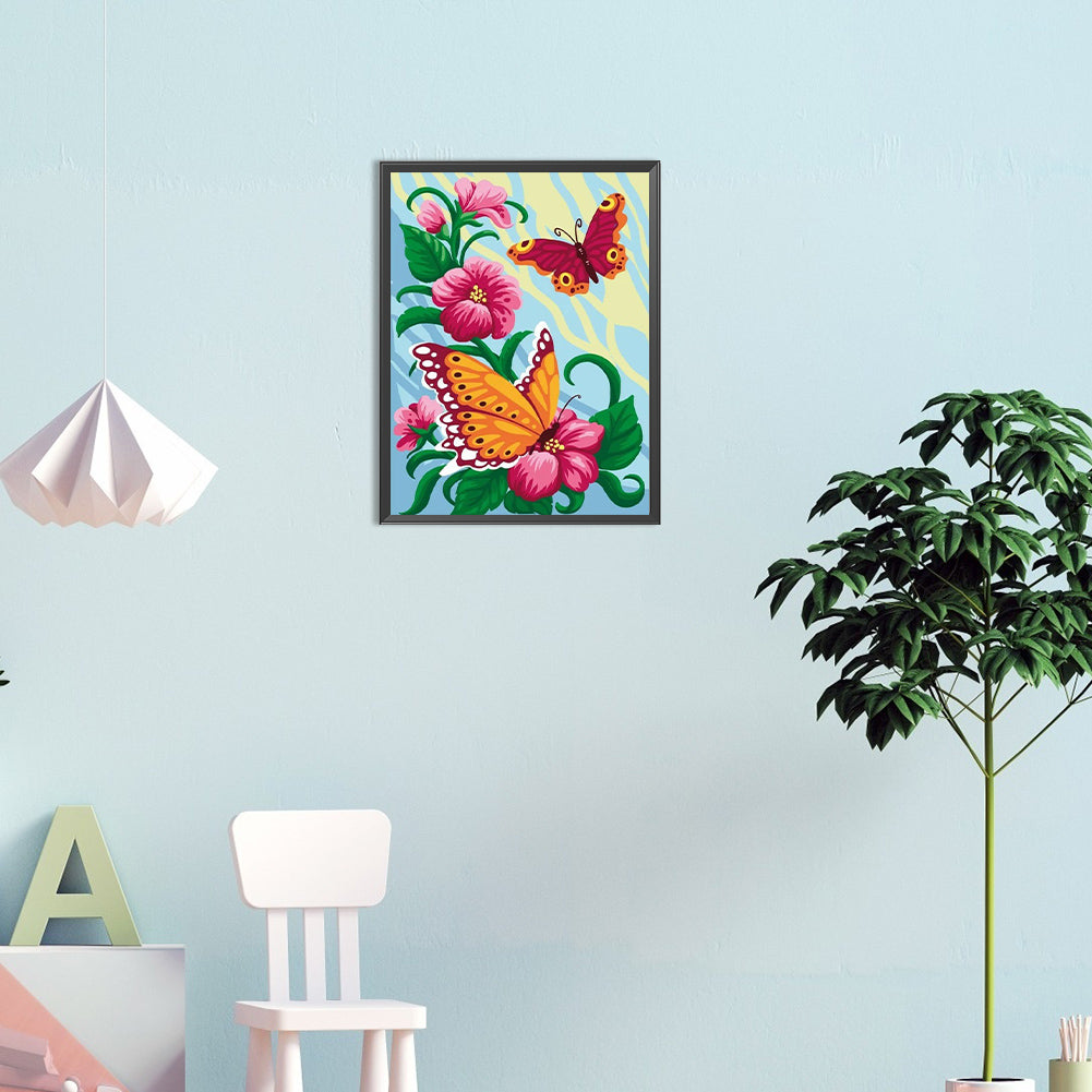 Garden Butterfly - Full Round Drill Diamond Painting 30*40CM