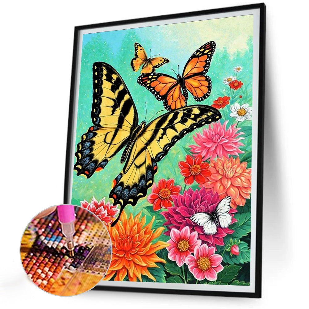 Garden Butterfly - Full Round Drill Diamond Painting 30*40CM