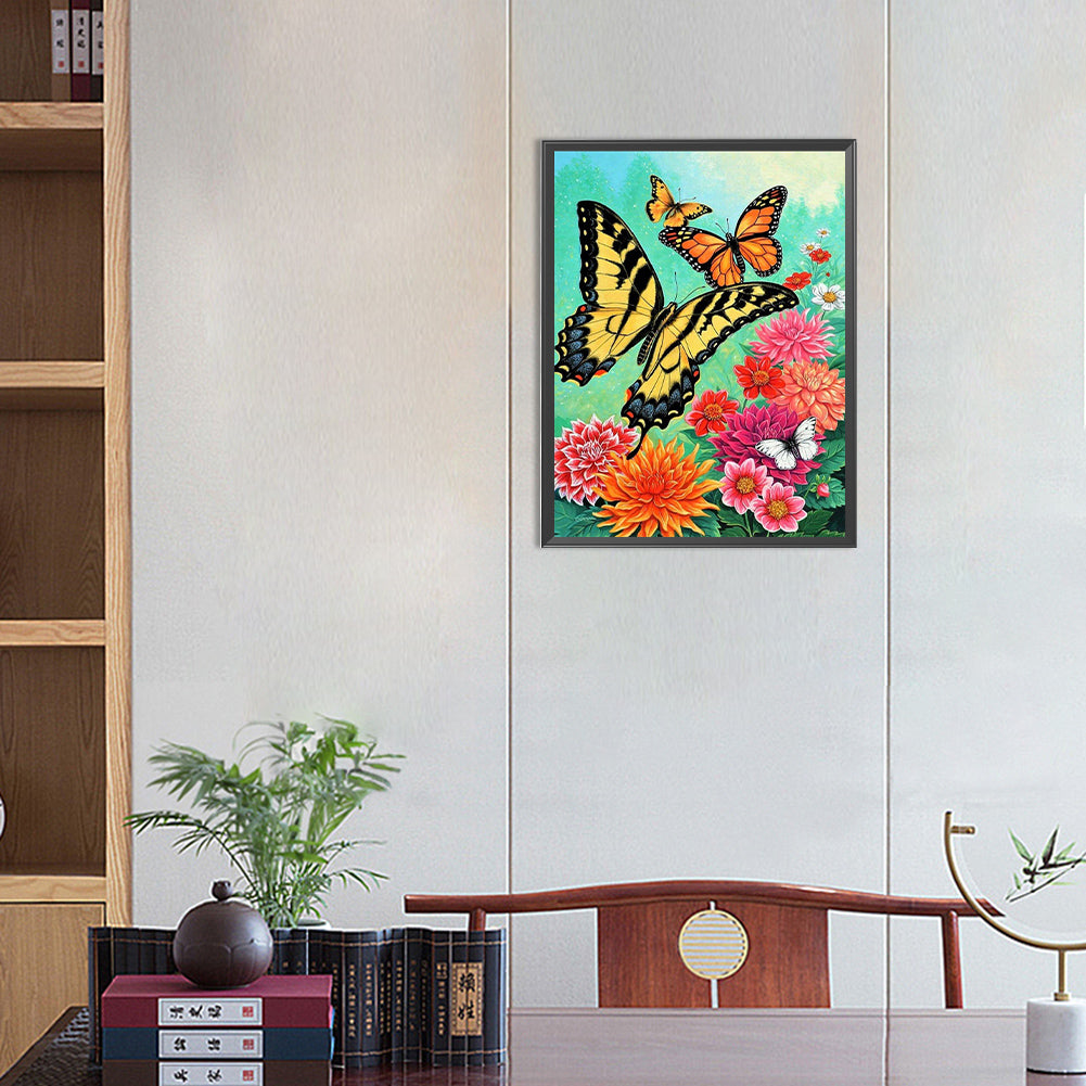 Garden Butterfly - Full Round Drill Diamond Painting 30*40CM