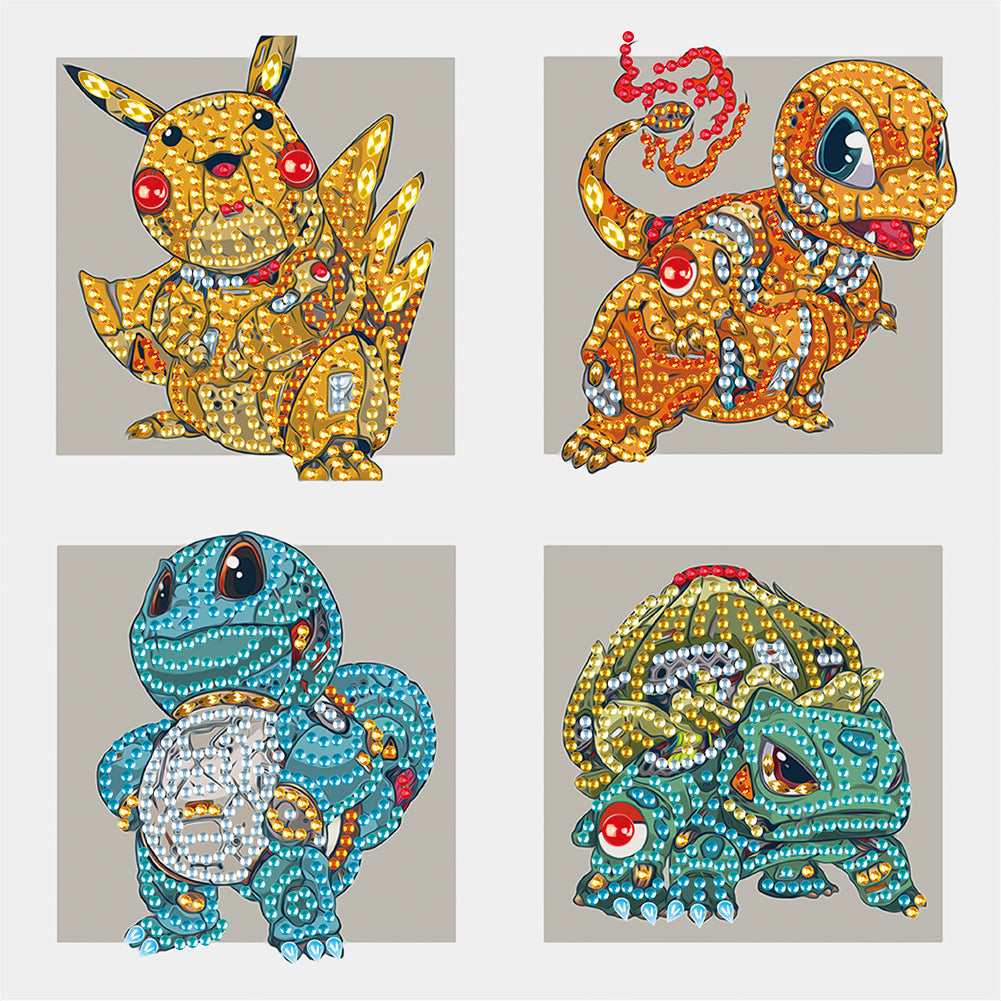 4 Machine Soul Pok¨¦mon In The Same Frame - Special Shaped Drill Diamond Painting 30*30CM