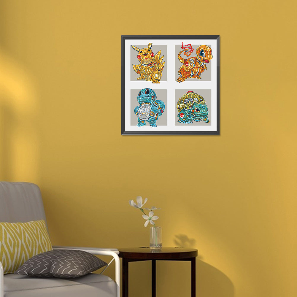 4 Machine Soul Pok¨¦mon In The Same Frame - Special Shaped Drill Diamond Painting 30*30CM