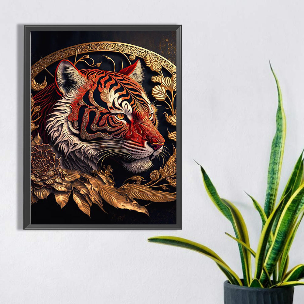 Vintage Carved Tiger - Full Square Drill Diamond Painting 30*40CM