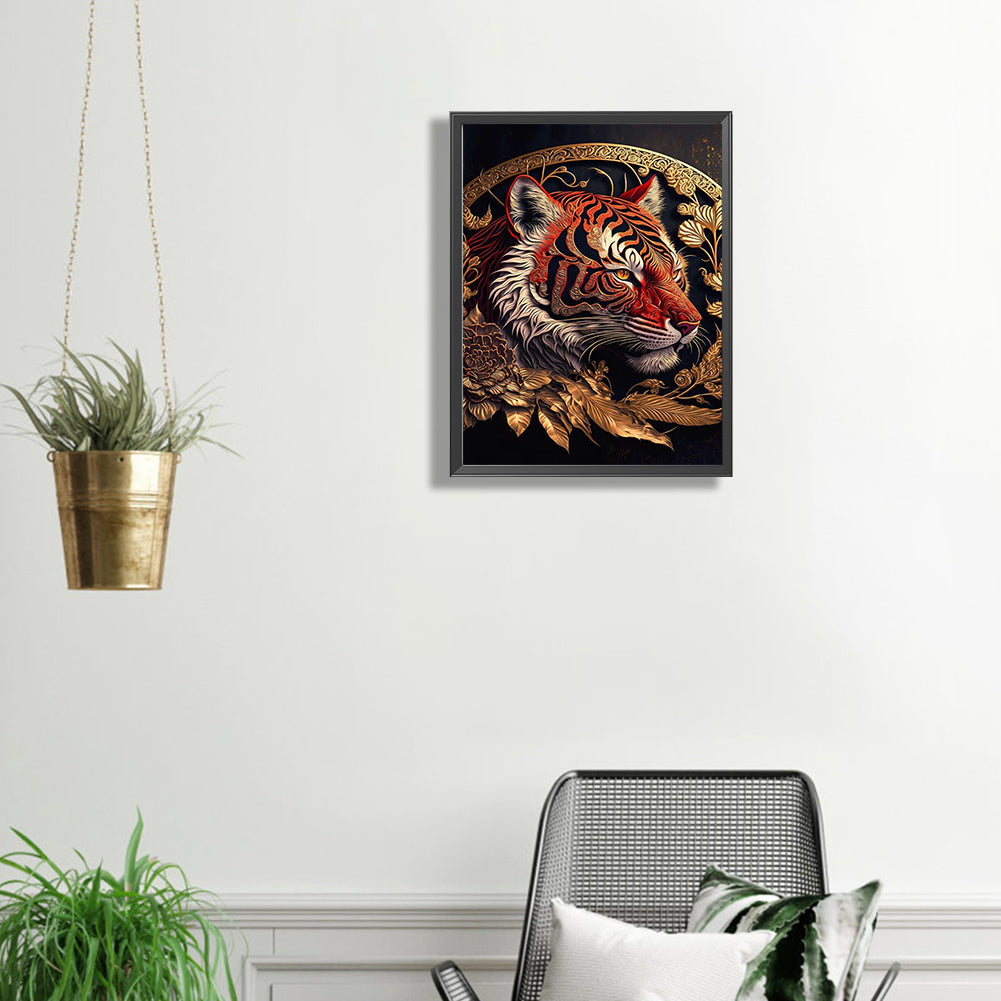 Vintage Carved Tiger - Full Square Drill Diamond Painting 30*40CM