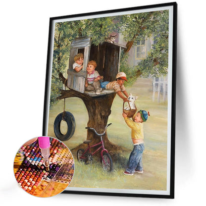 Friends Playing - Full Round Drill Diamond Painting 30*40CM