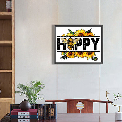 Bee Calligraphy And Painting - Full Round Drill Diamond Painting 50*40CM