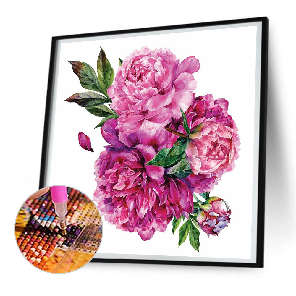 Pink Peony Flower - Full Round Drill Diamond Painting 30*30CM