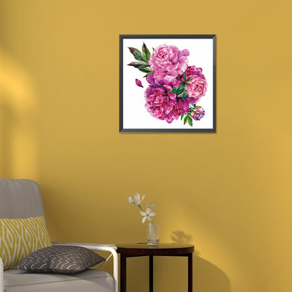 Pink Peony Flower - Full Round Drill Diamond Painting 30*30CM