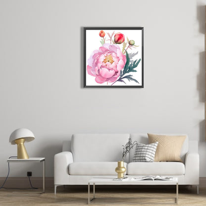 Watercolor Peony Flower - Full Round Drill Diamond Painting 30*30CM