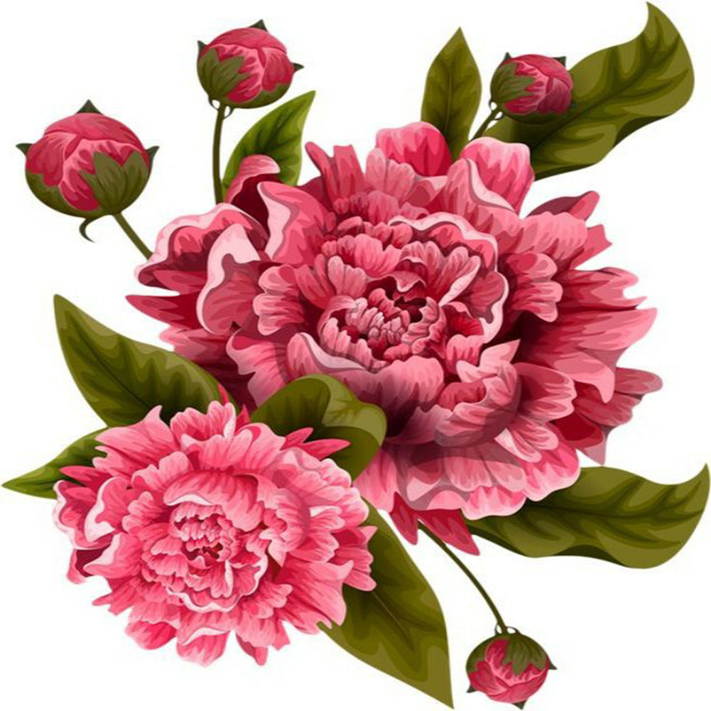 Red Peony Flower - Full Round Drill Diamond Painting 30*30CM