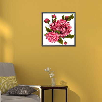 Red Peony Flower - Full Round Drill Diamond Painting 30*30CM