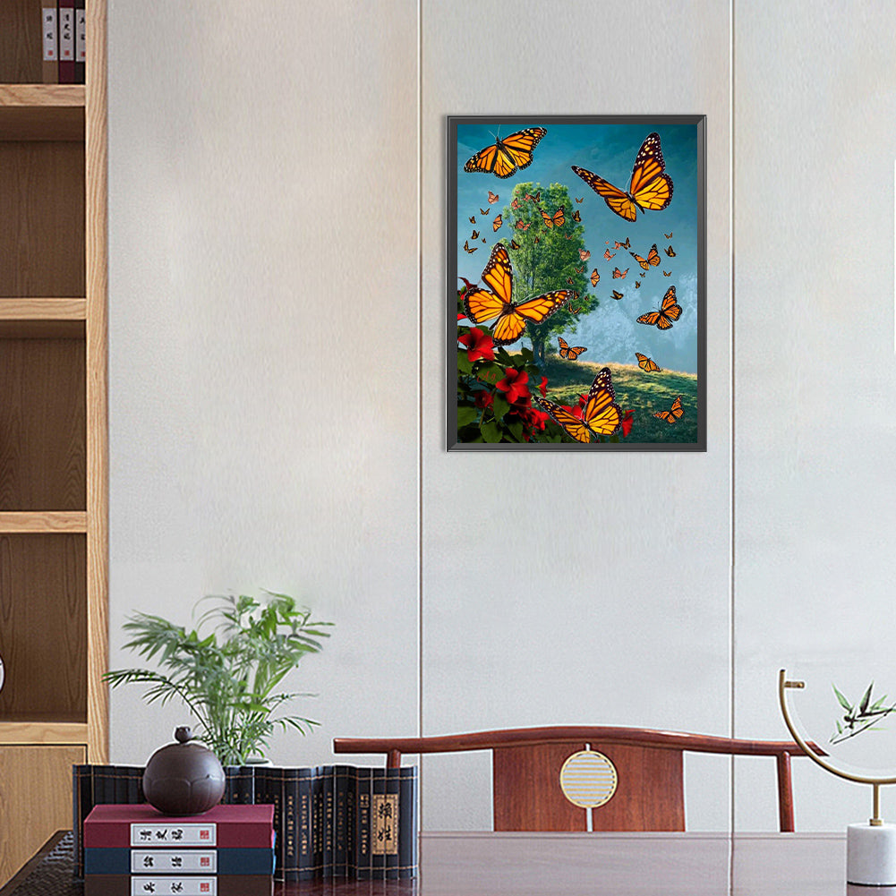 Flying Butterfly - Full Round Drill Diamond Painting 30*40CM