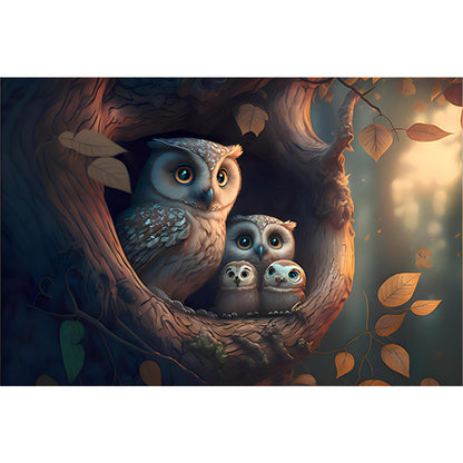 Owl Family - Full Round Drill Diamond Painting 60*40CM