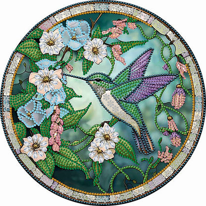 Round Plate Glass Painting Hummingbird - Special Shaped Drill Diamond Painting 30*30CM