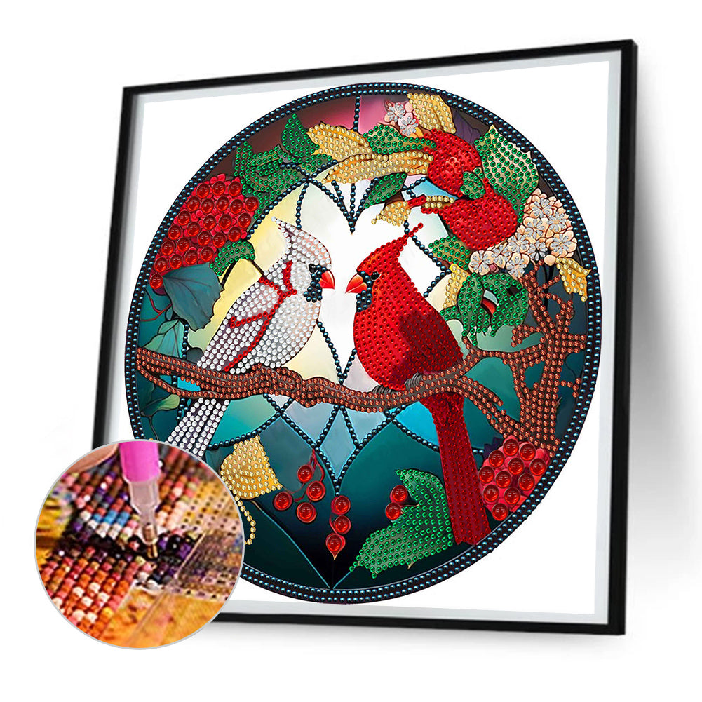 Cardinal Glass Painting Cardinal - Special Shaped Drill Diamond Painting 30*30CM