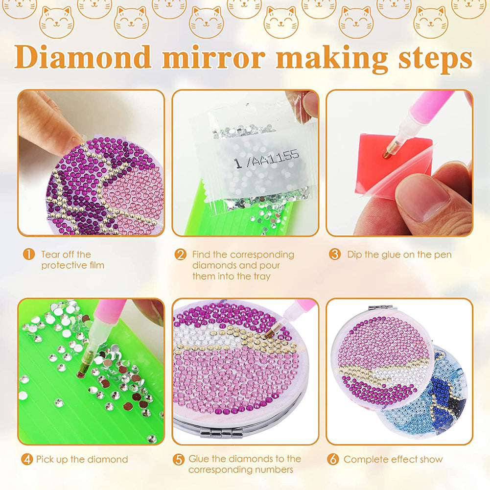 DIY Crystal Diamond Mirror Art Craft Set Paint by Number Kits for Adult and Kids