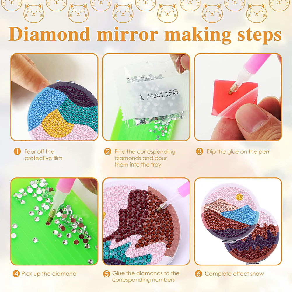 DIY Crystal Diamond Mirror Art Craft Set Paint by Number Kits for Adult and Kids
