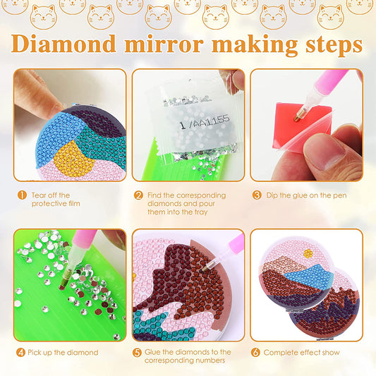 DIY Crystal Diamond Mirror Art Craft Set Paint by Number Kits for Adult and Kids